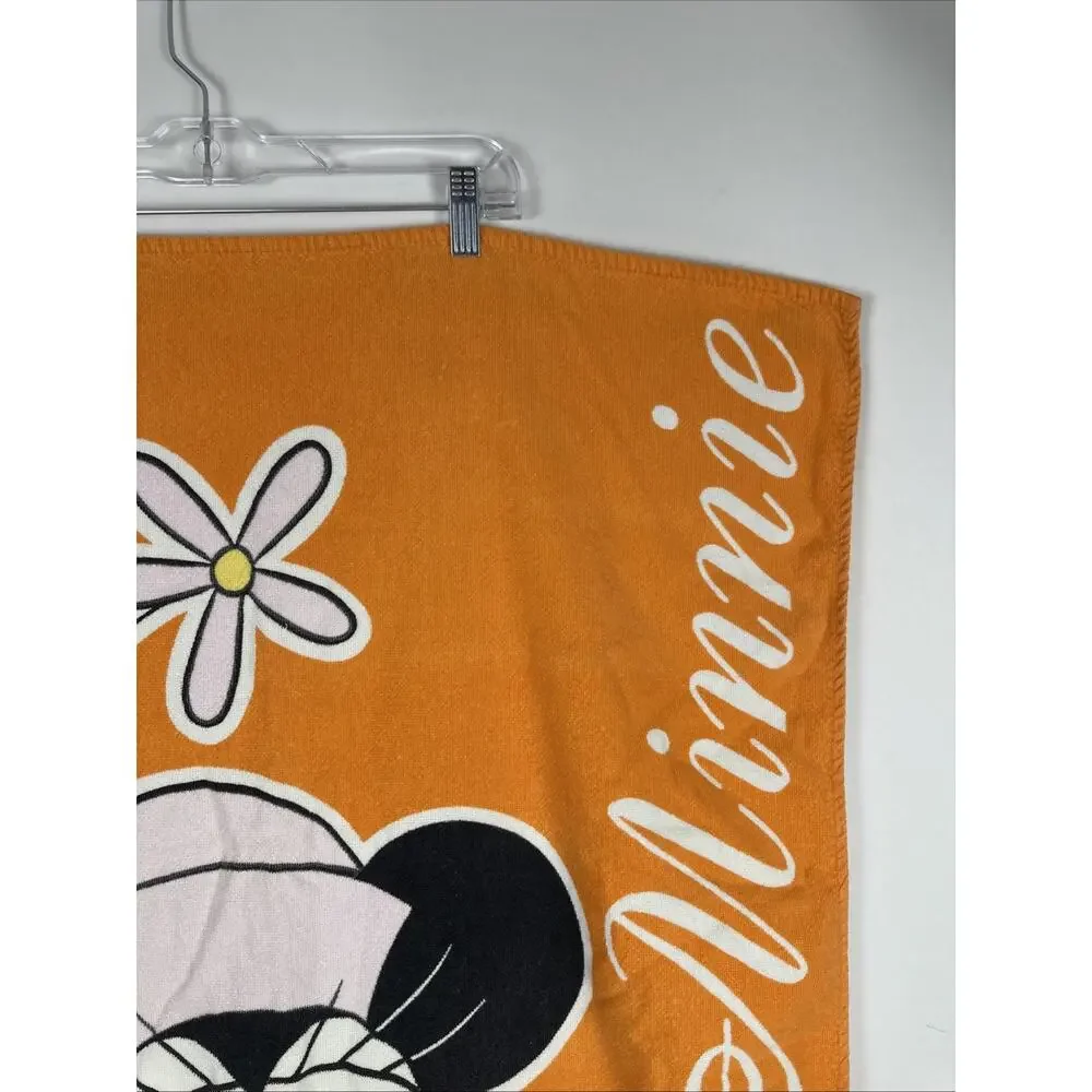 Vintage Disney Minnie Mouse Pink & Orange Beach Towel Mickey & Co. 100% Cotton